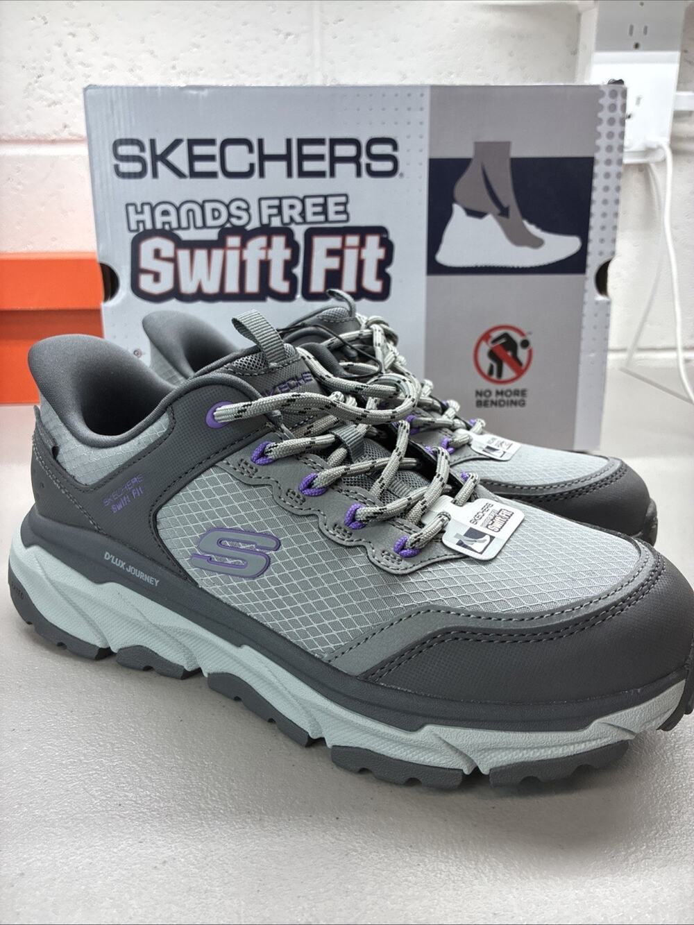 SKECHERS Hands Free Slip-ins Swift Fit Hiker Water Resistant Gray woman’s SZ 7.5